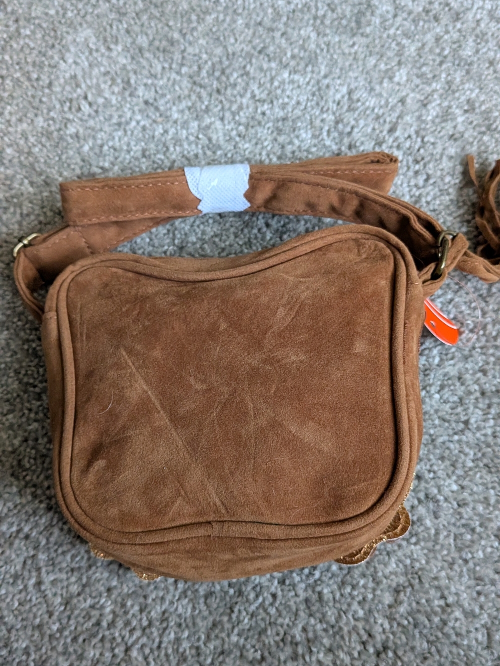 Butterfly Accent Brown Crossbody Bag with Gold Glitter - Picture 2 of 2